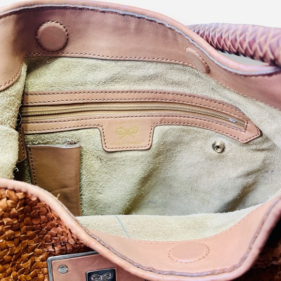 Anya Hindmarch Jethro Cognac Brown‎ Leather Woven Tote Shoulder Bag Crossbody - Picture 7 of 11